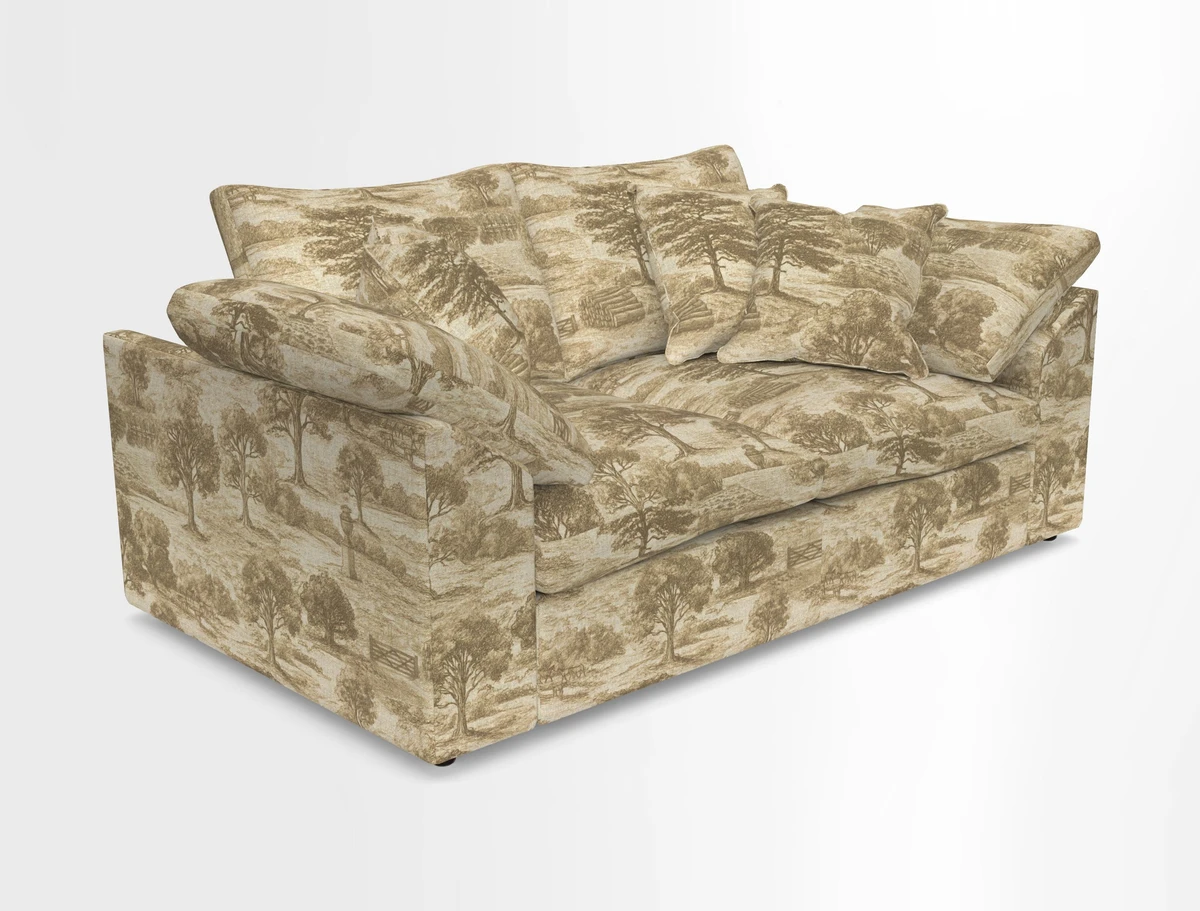 Big Softie Sloped Arm 2 Seater Sofa in Two Tone Plain Biscuit