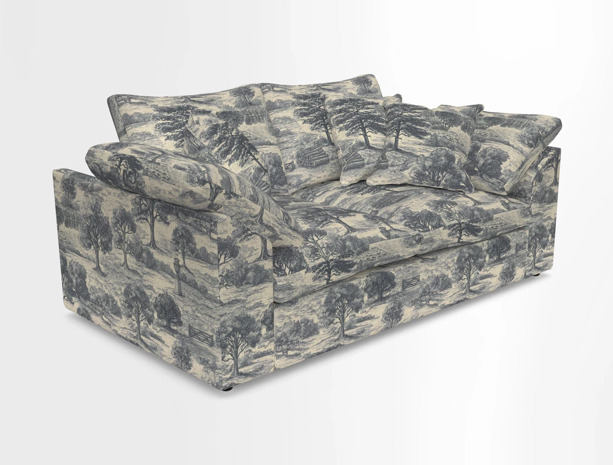 Big Softie Sloped Arm 2 Seater Sofa in Two Tone Plain Biscuit