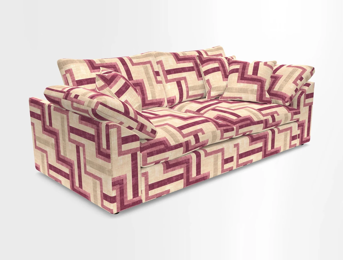 Big Softie Sloped Arm 3 Seater Sofa in Two Tone Plain Biscuit