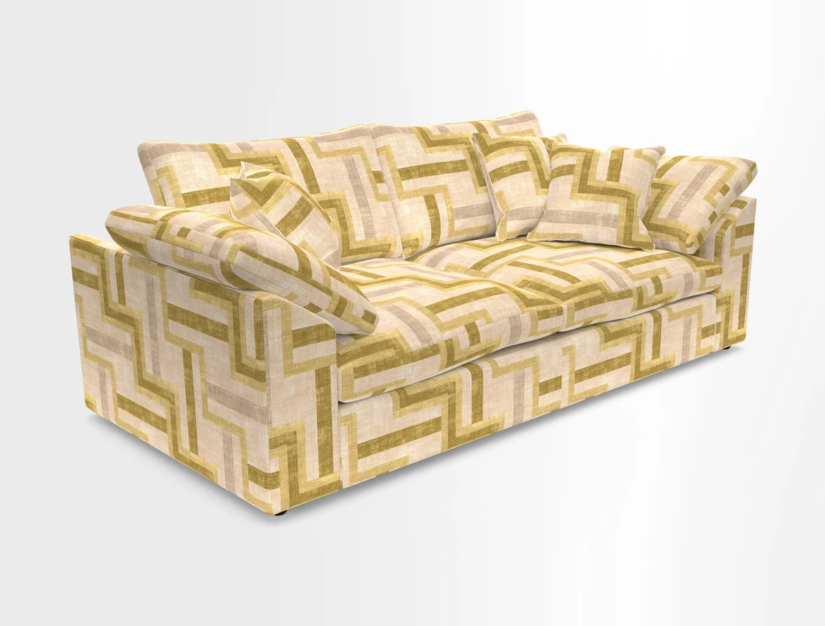 Big Softie Sloped Arm 3 Seater Sofa in Two Tone Plain Biscuit
