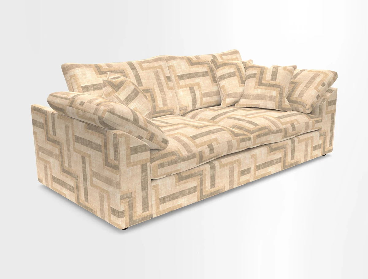Big Softie Sloped Arm 3 Seater Sofa in Two Tone Plain Biscuit