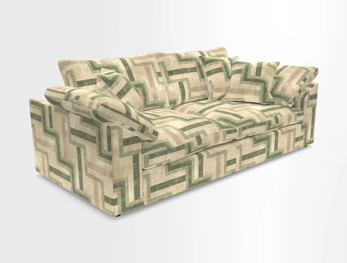 Big Softie Sloped Arm 3 Seater Sofa in Two Tone Plain Biscuit