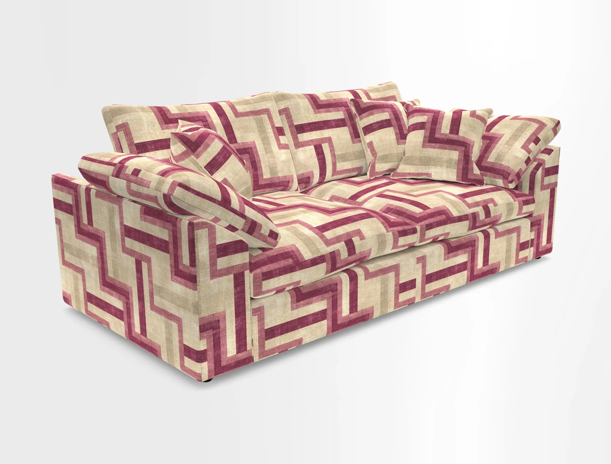 Big Softie Sloped Arm 3 Seater Sofa in Two Tone Plain Biscuit