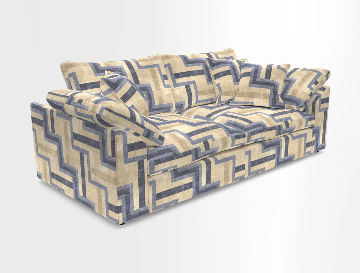 Big Softie Sloped Arm 3 Seater Sofa in Two Tone Plain Biscuit
