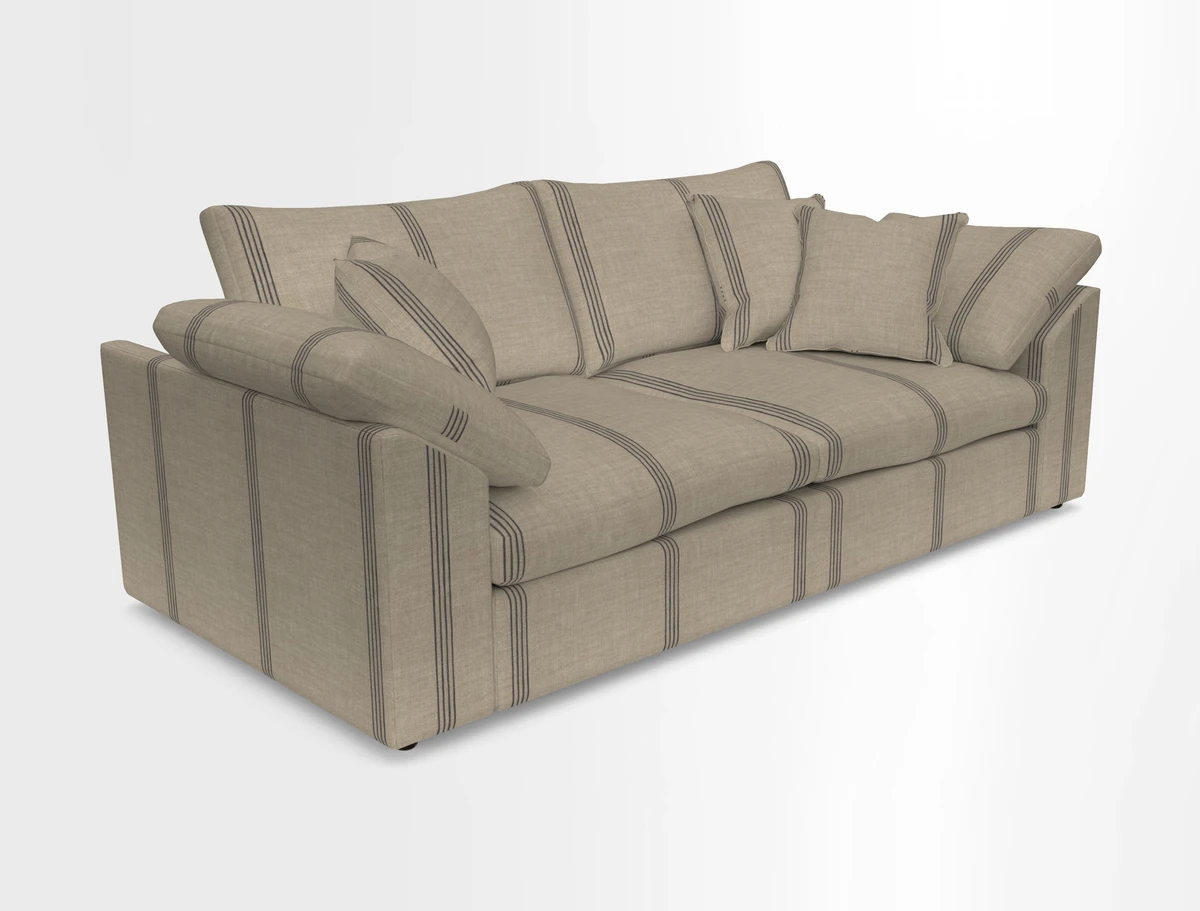 Big Softie Sloped Arm 3 Seater Sofa in Two Tone Plain Biscuit