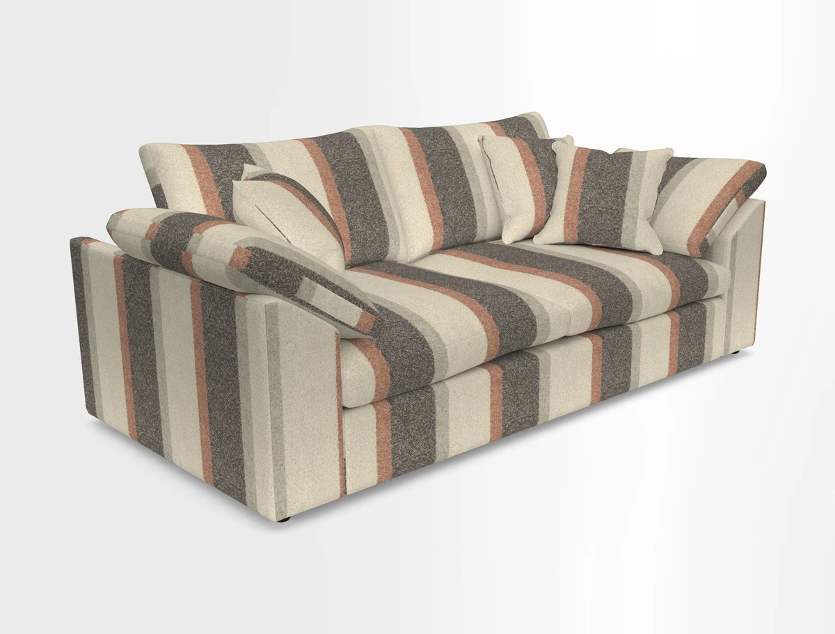 Big Softie Sloped Arm 3 Seater Sofa in Two Tone Plain Biscuit