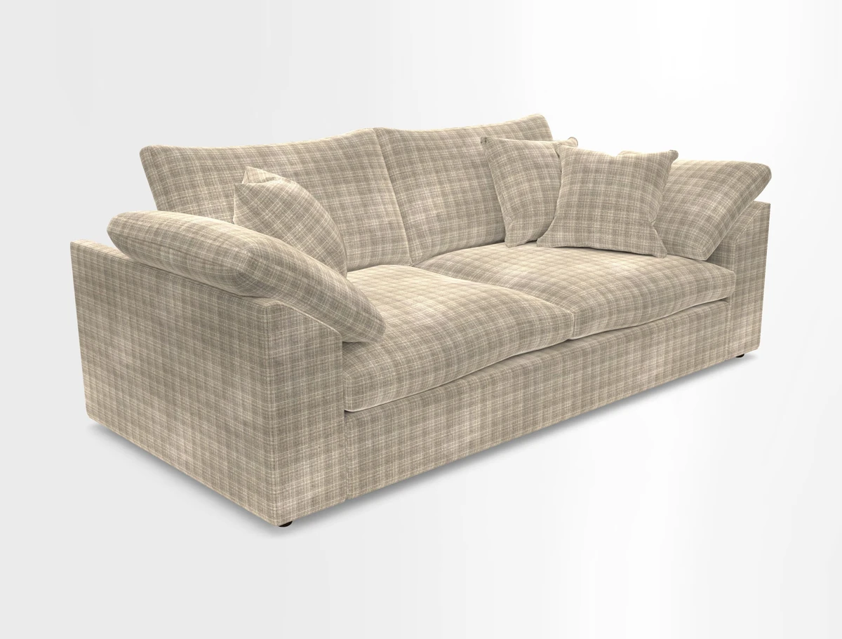 Big Softie Sloped Arm 3 Seater Sofa in Two Tone Plain Biscuit