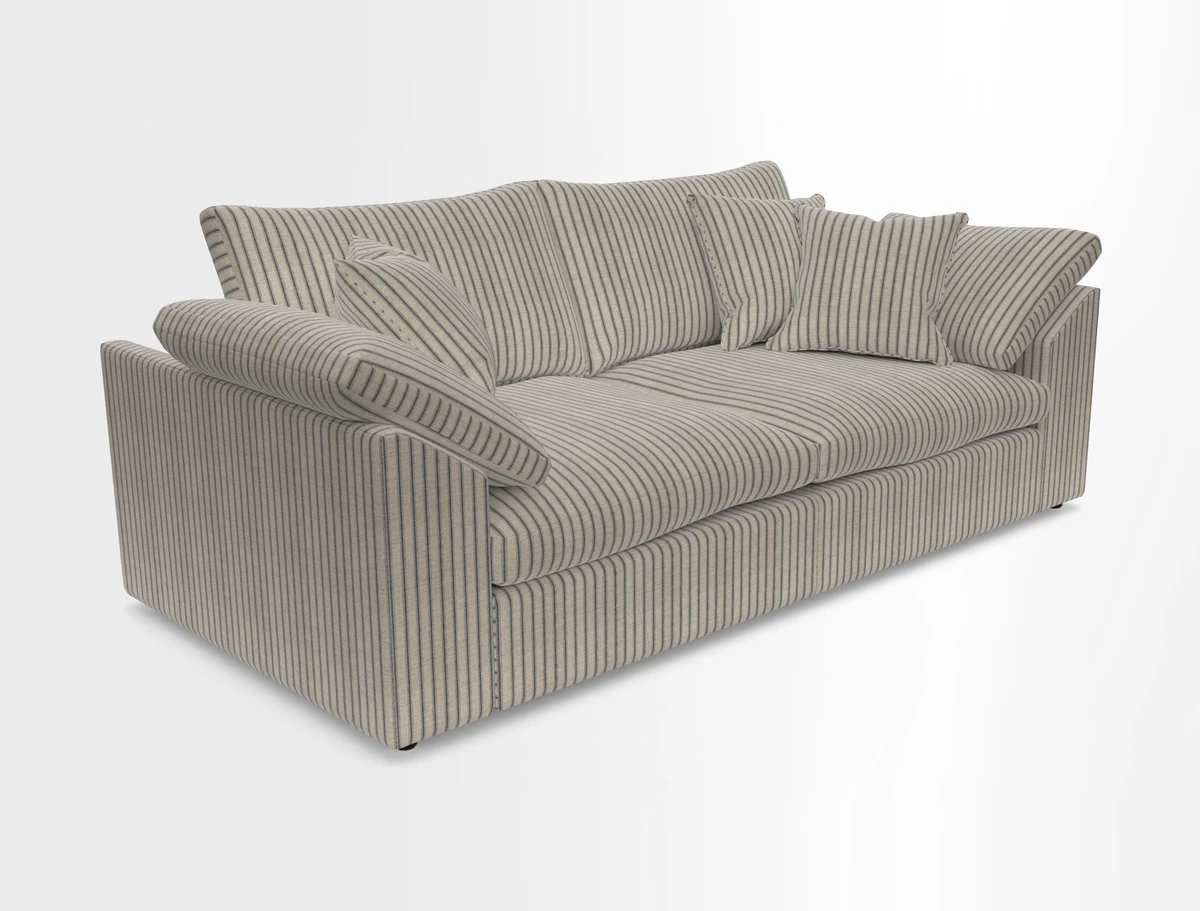Big Softie Sloped Arm 3 Seater Sofa in Two Tone Plain Biscuit