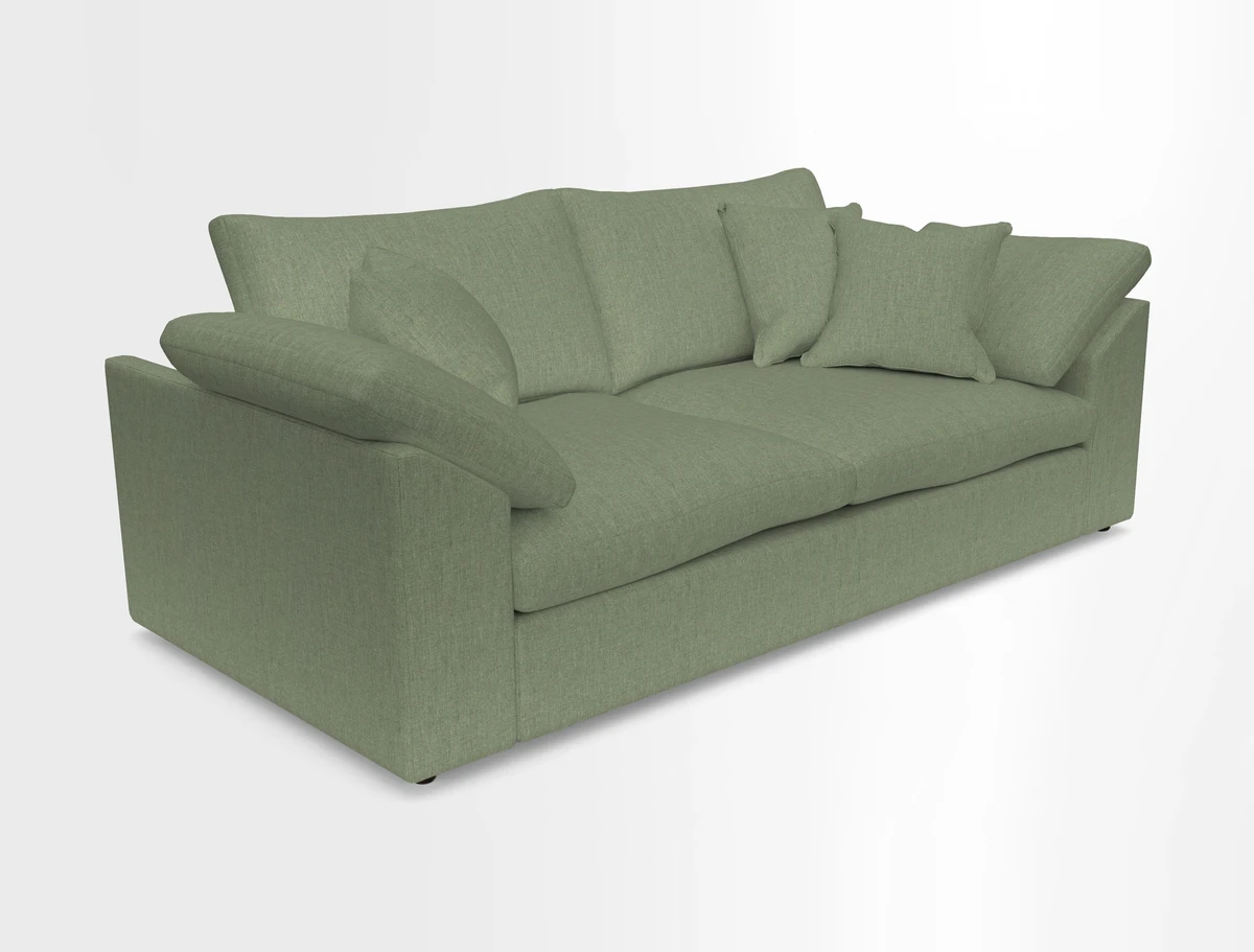 Big Softie Sloped Arm 3 Seater Sofa in Two Tone Plain Biscuit