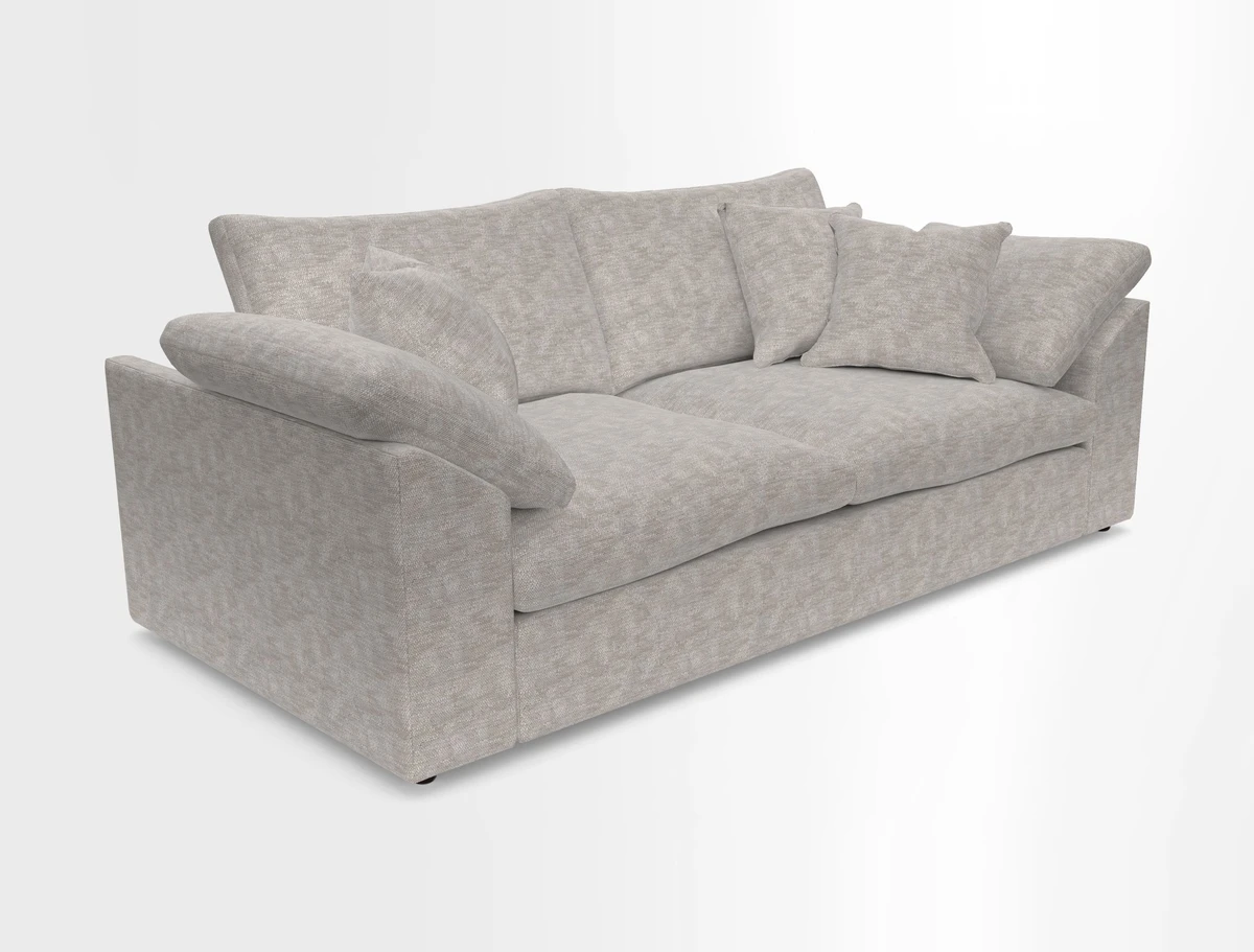 Big Softie Sloped Arm 3 Seater Sofa in Two Tone Plain Biscuit