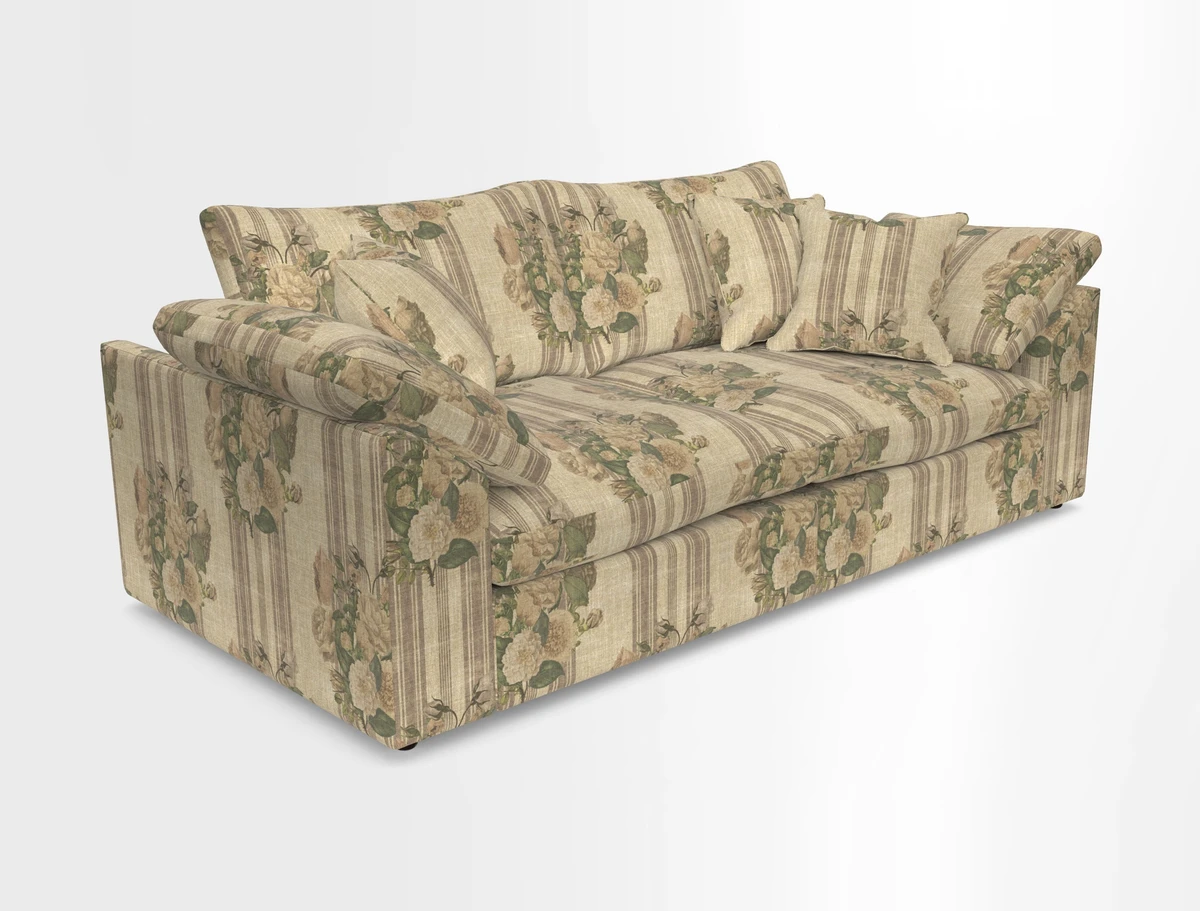Big Softie Sloped Arm 3 Seater Sofa in Two Tone Plain Biscuit