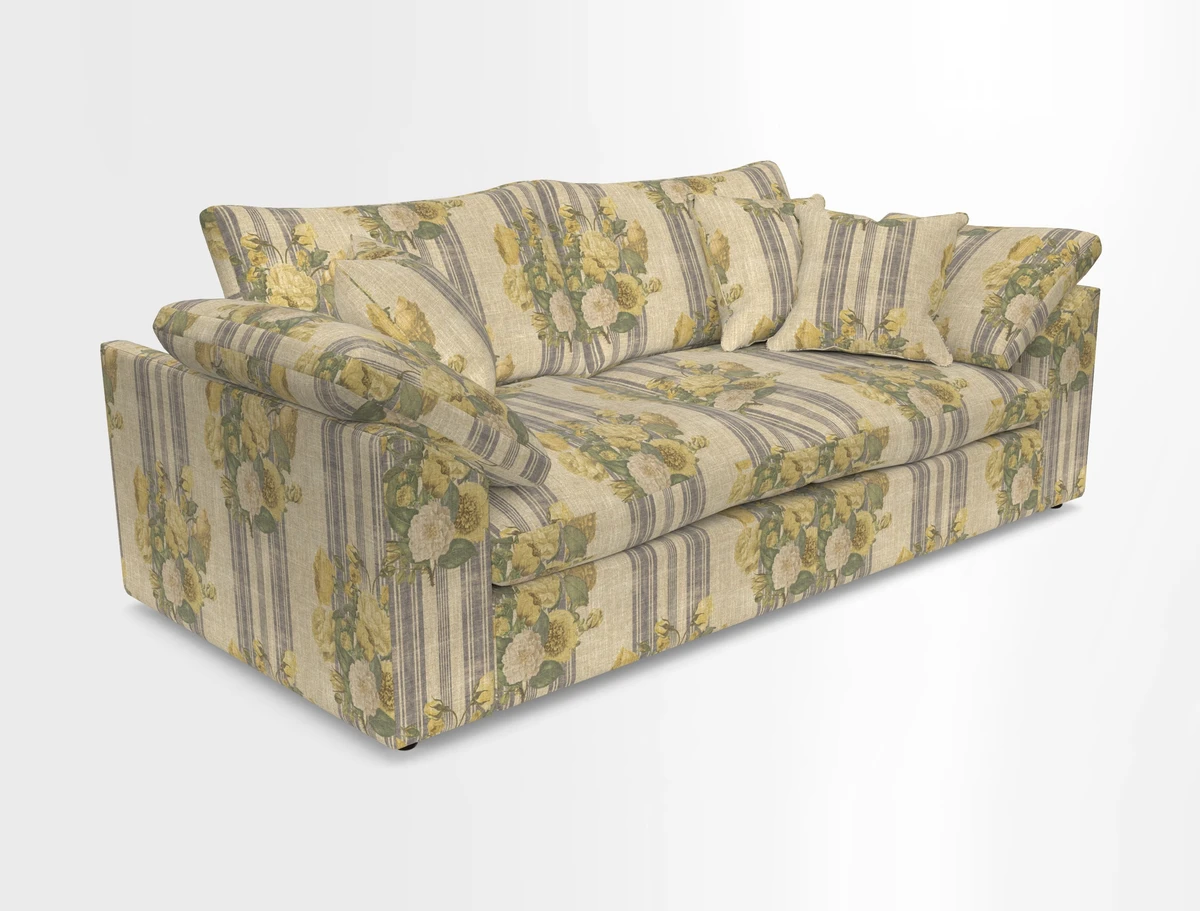 Big Softie Sloped Arm 3 Seater Sofa in Two Tone Plain Biscuit