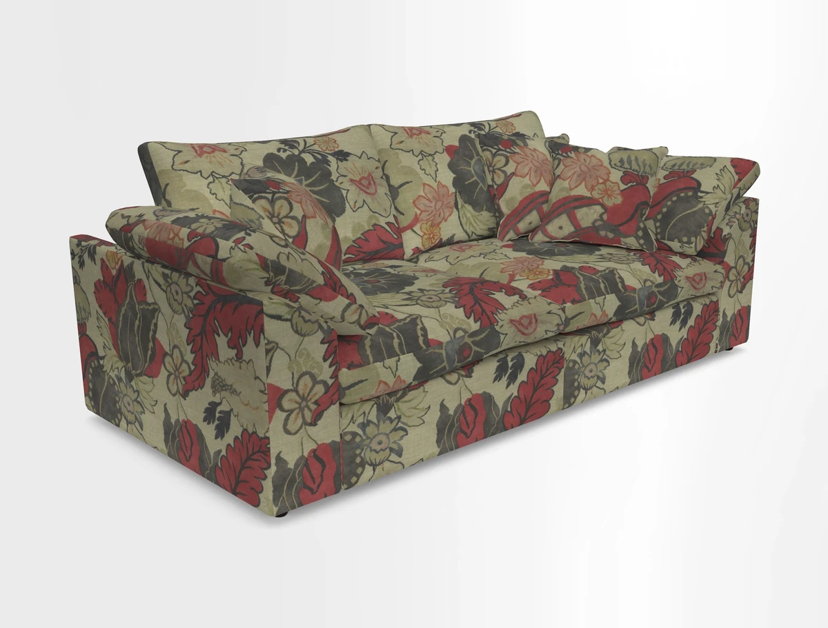 Big Softie Sloped Arm 3 Seater Sofa in Two Tone Plain Biscuit