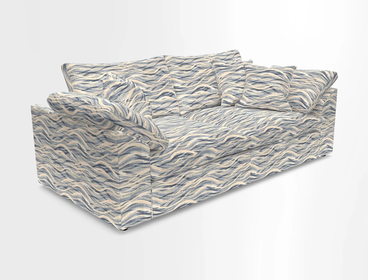 Big Softie Sloped Arm 3 Seater Sofa in Two Tone Plain Biscuit