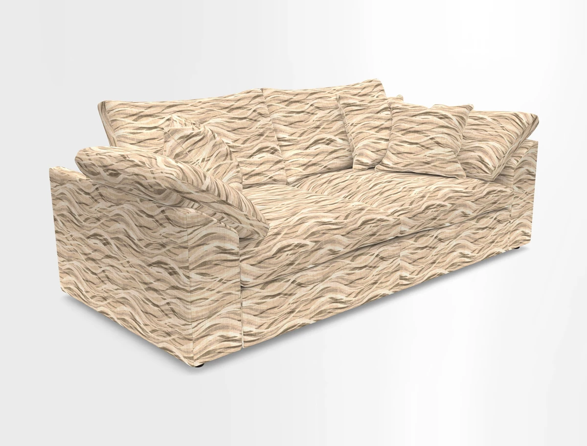 Big Softie Sloped Arm 3 Seater Sofa in Two Tone Plain Biscuit