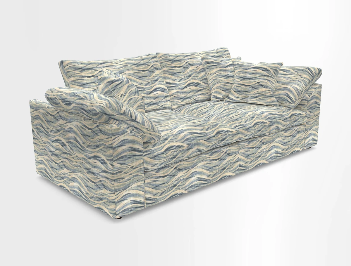 Big Softie Sloped Arm 3 Seater Sofa in Two Tone Plain Biscuit