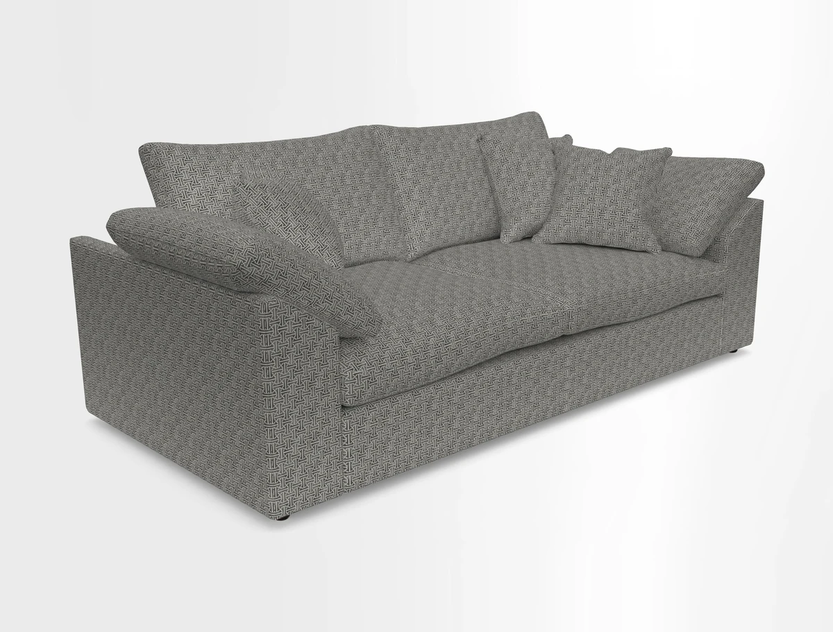 Big Softie Sloped Arm 3 Seater Sofa in Two Tone Plain Biscuit