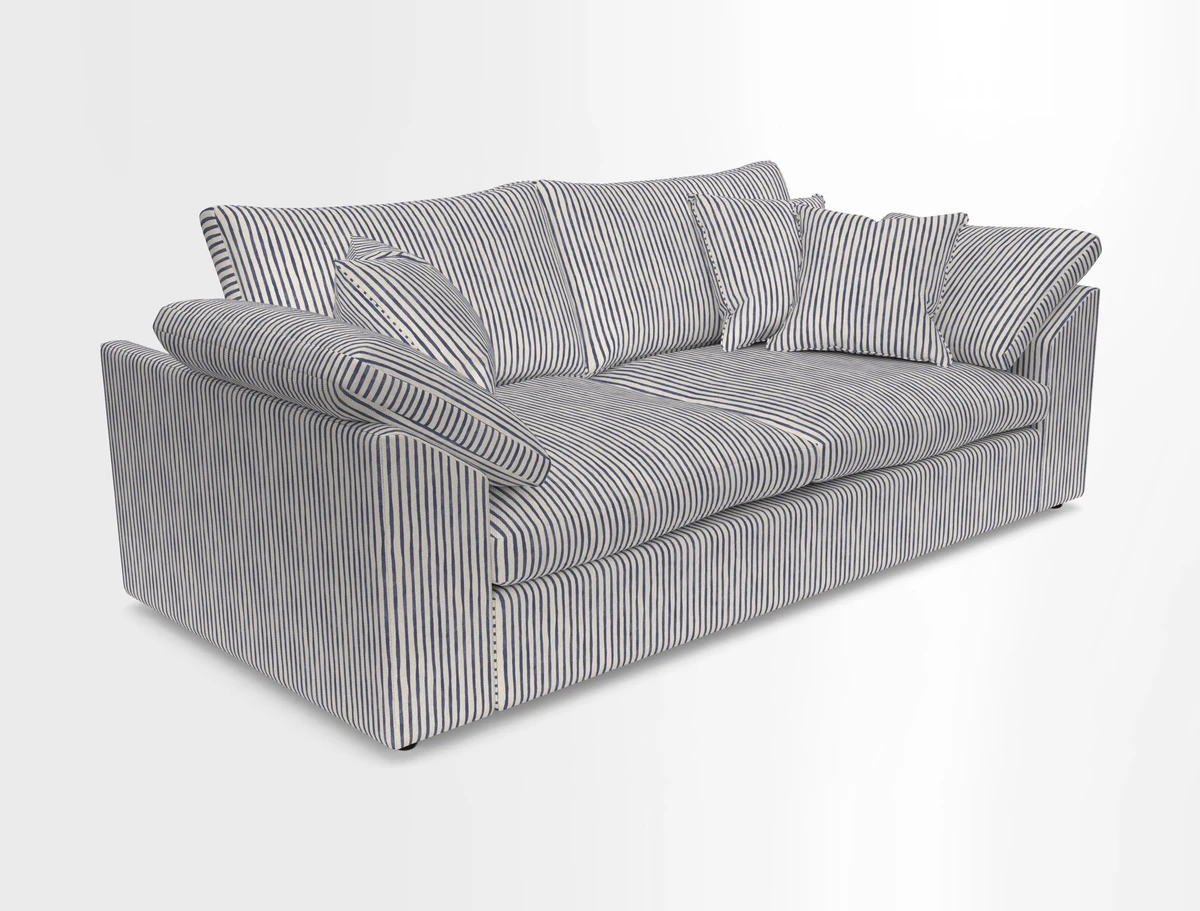 Big Softie Sloped Arm 3 Seater Sofa in Two Tone Plain Biscuit