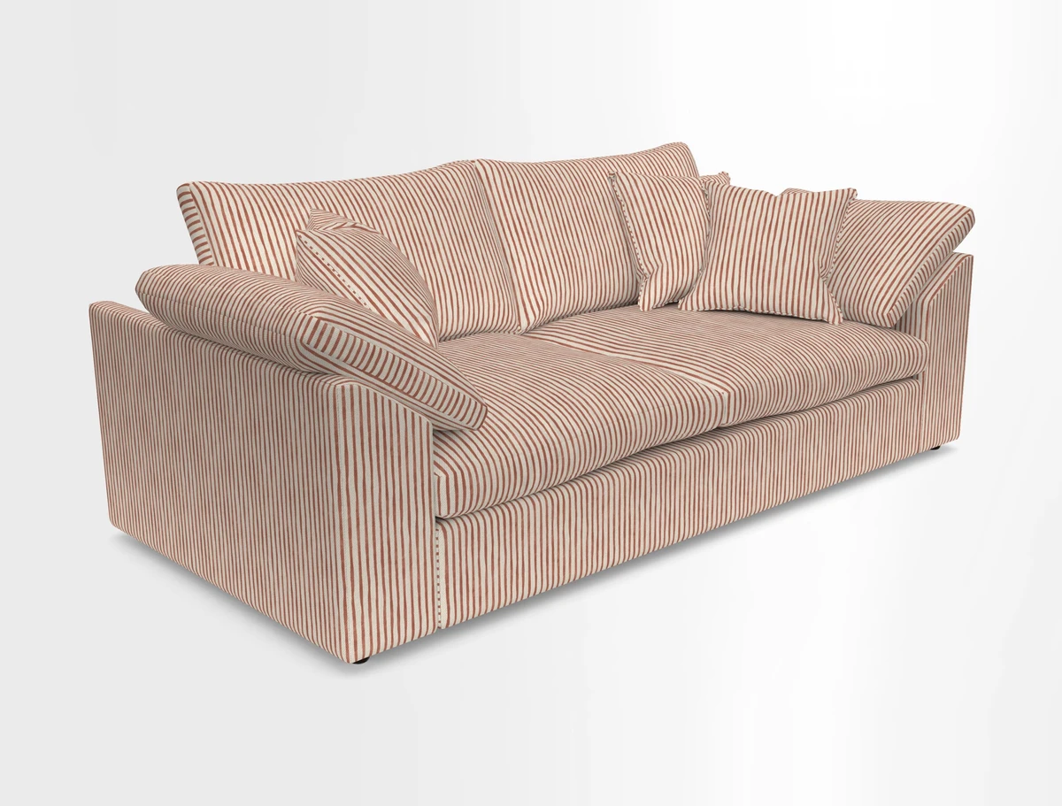 Big Softie Sloped Arm 3 Seater Sofa in Two Tone Plain Biscuit
