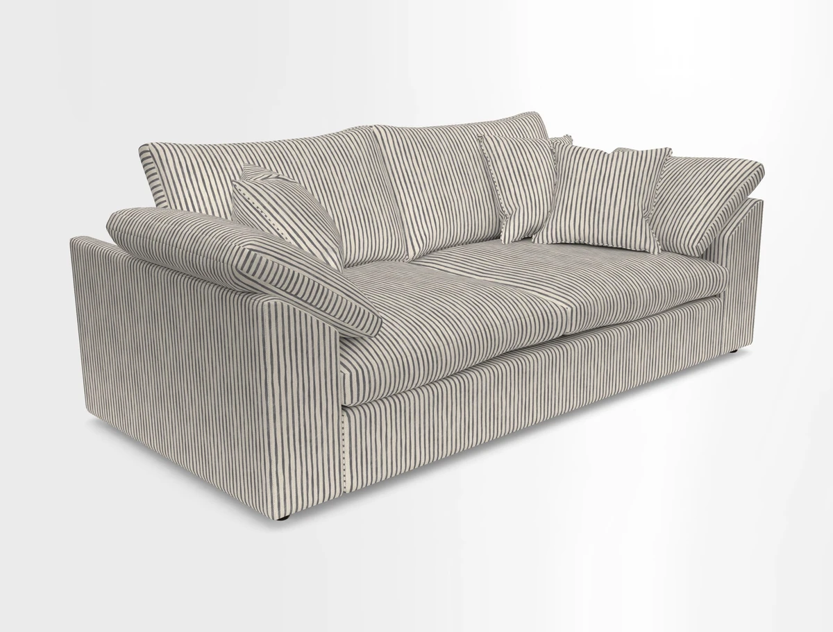 Big Softie Sloped Arm 3 Seater Sofa in Two Tone Plain Biscuit