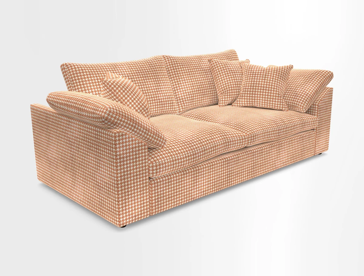 Big Softie Sloped Arm 3 Seater Sofa in Two Tone Plain Biscuit