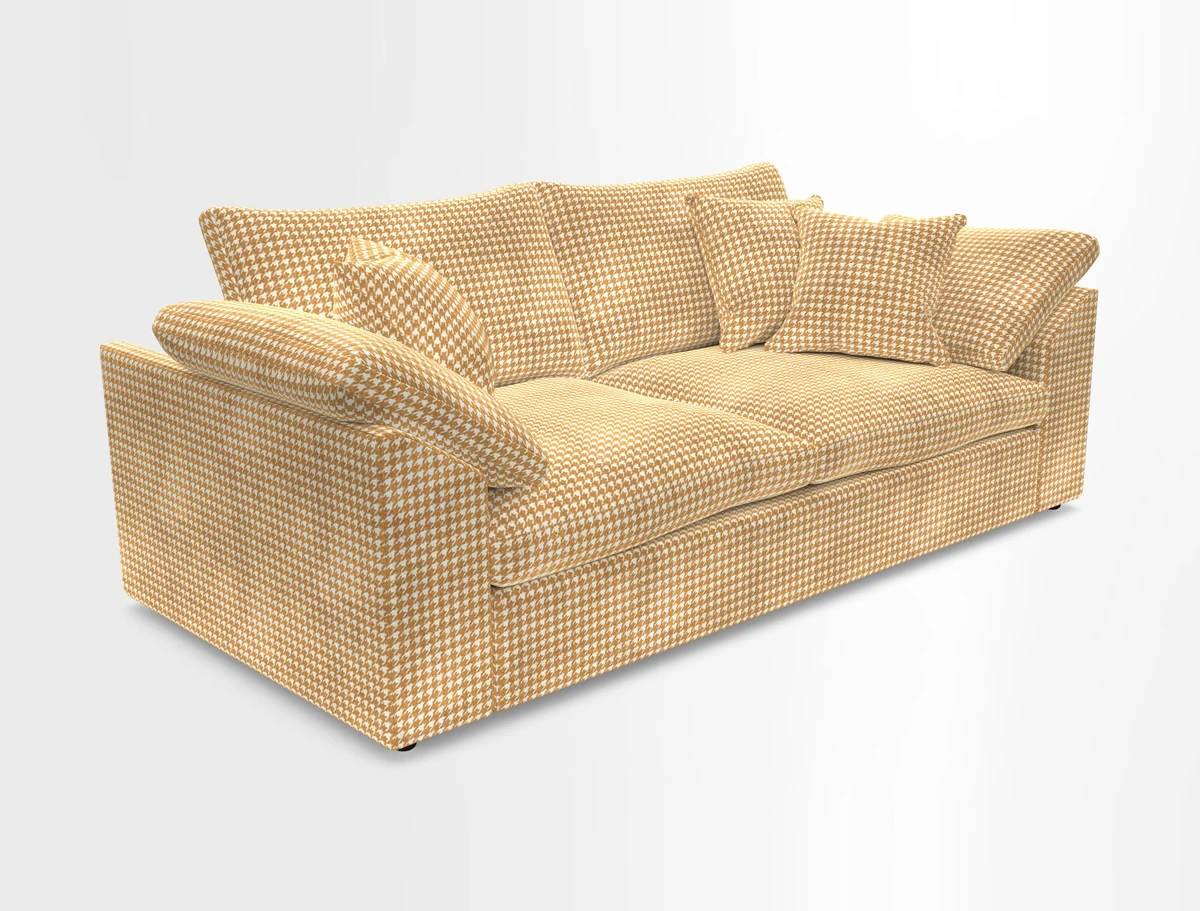 Big Softie Sloped Arm 3 Seater Sofa in Two Tone Plain Biscuit