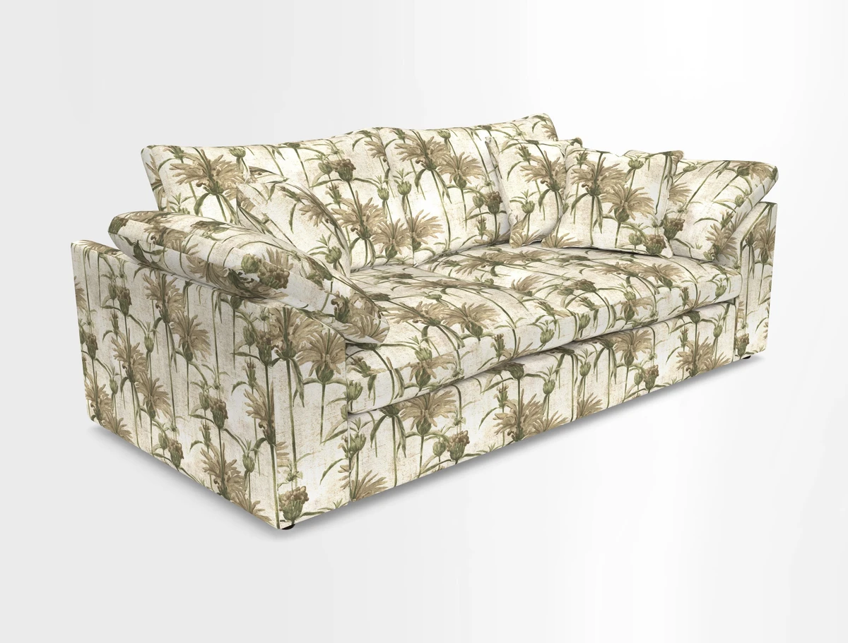 Big Softie Sloped Arm 3 Seater Sofa in Two Tone Plain Biscuit