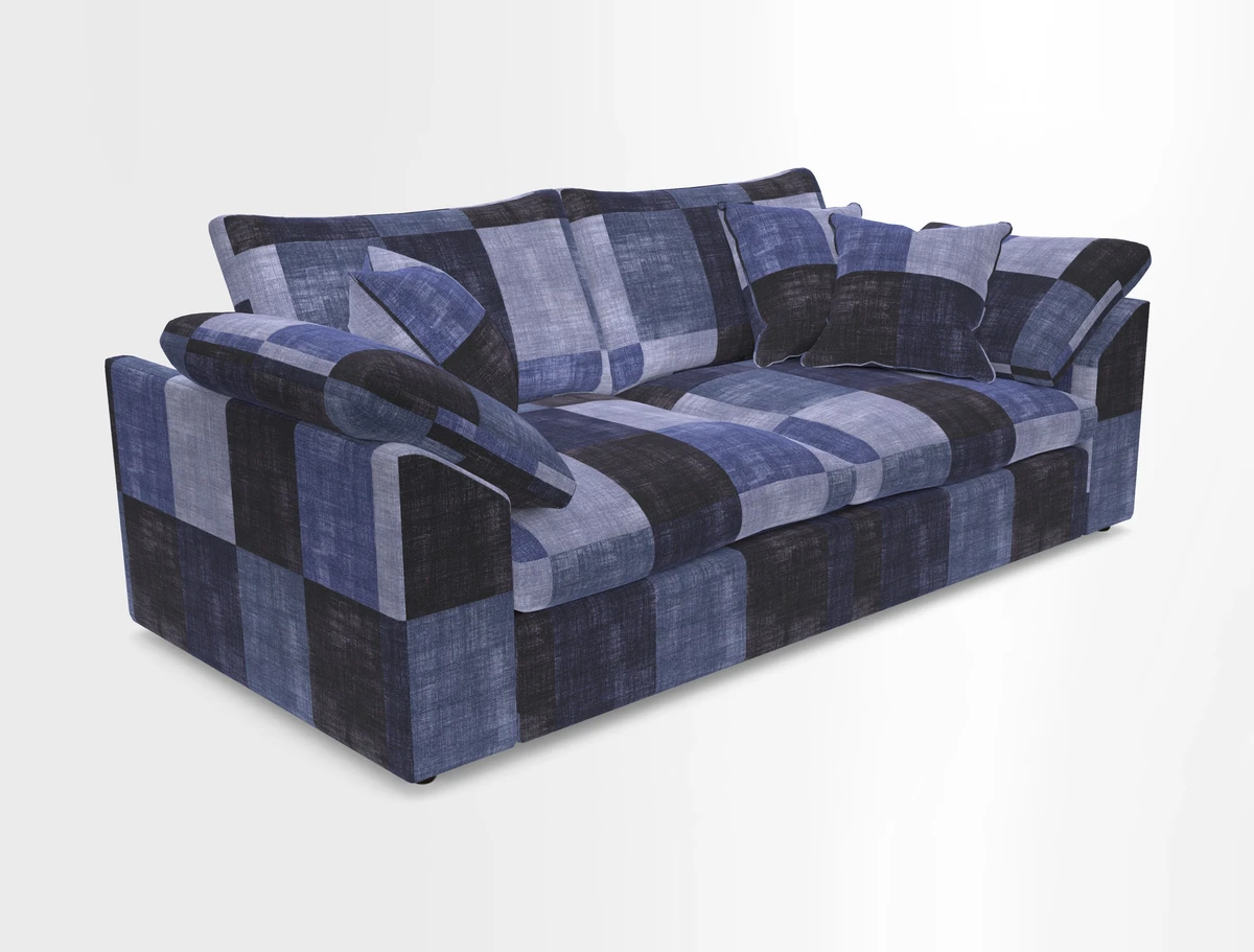 Big Softie Sloped Arm 3 Seater Sofa in Two Tone Plain Biscuit