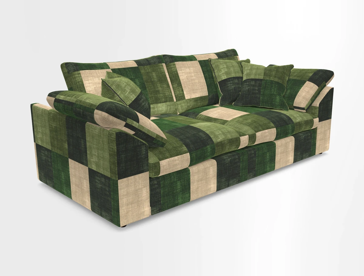 Big Softie Sloped Arm 3 Seater Sofa in Two Tone Plain Biscuit