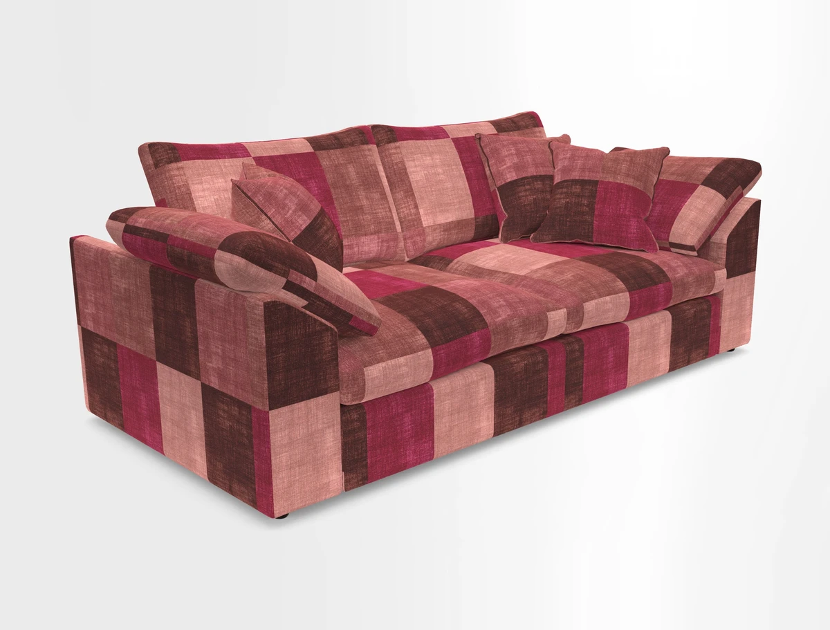 Big Softie Sloped Arm 3 Seater Sofa in Two Tone Plain Biscuit
