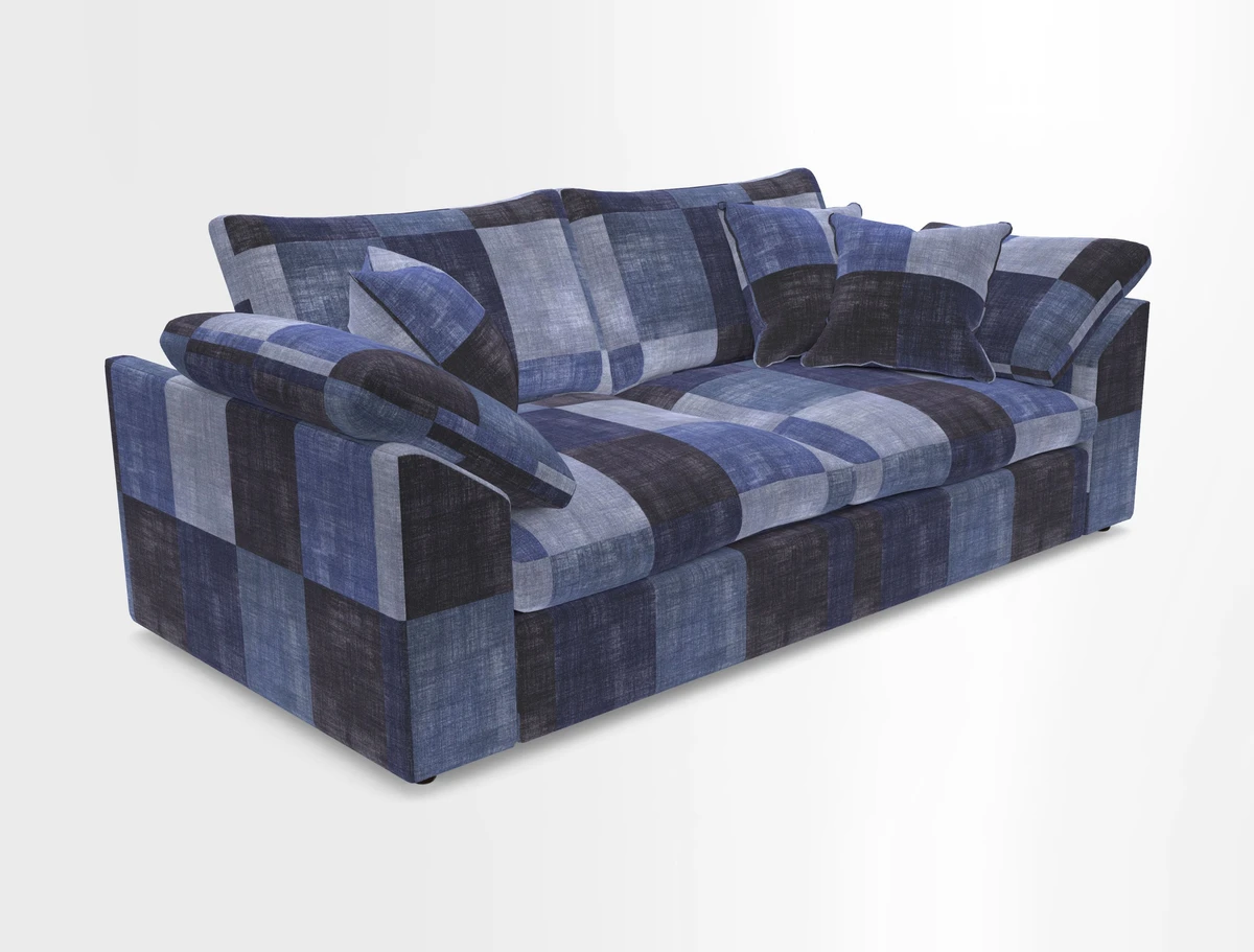 Big Softie Sloped Arm 3 Seater Sofa in Two Tone Plain Biscuit