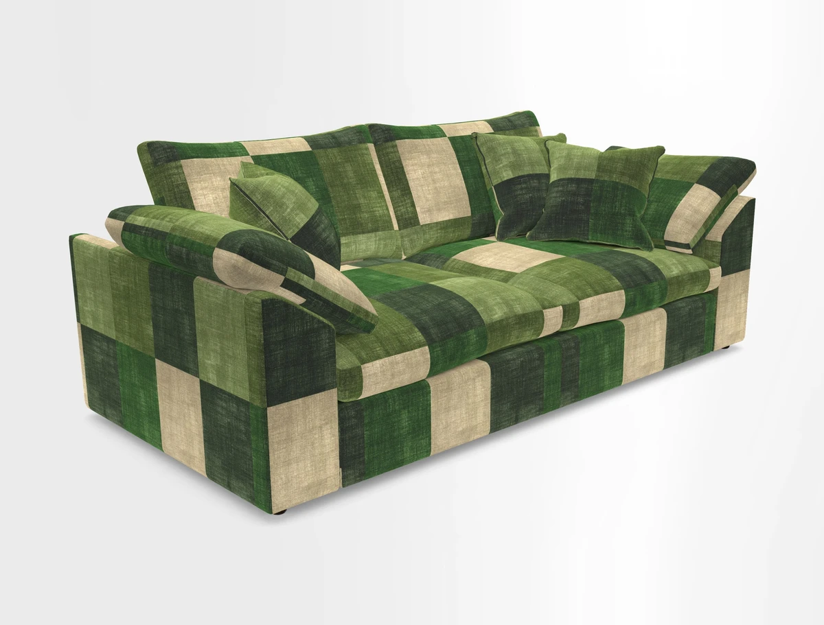 Big Softie Sloped Arm 3 Seater Sofa in Two Tone Plain Biscuit