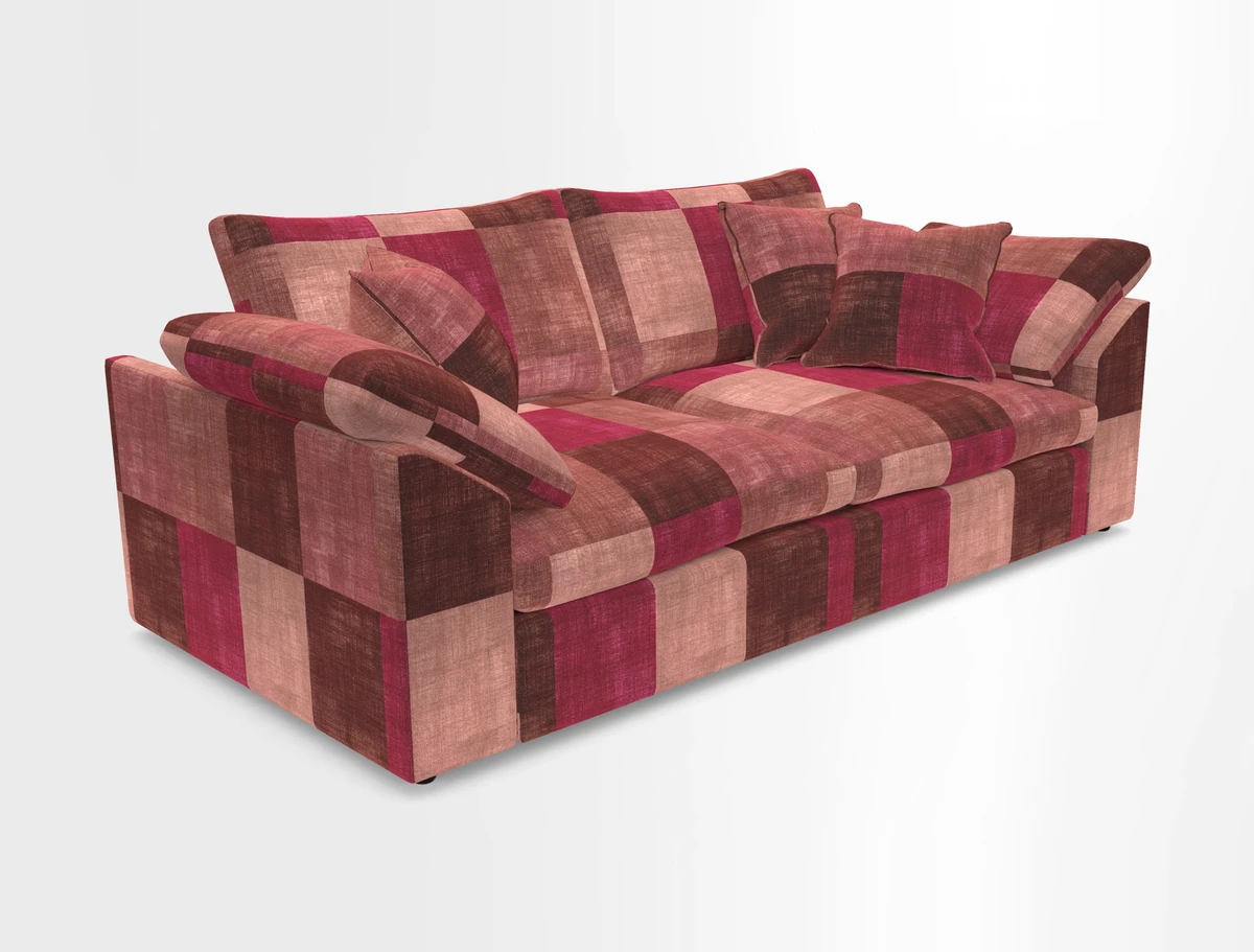 Big Softie Sloped Arm 3 Seater Sofa in Two Tone Plain Biscuit
