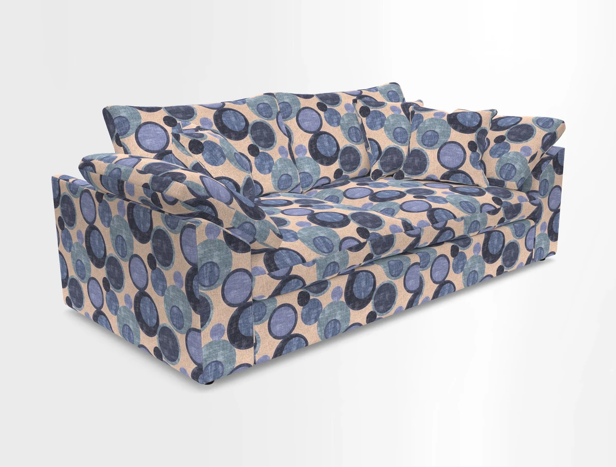 Big Softie Sloped Arm 3 Seater Sofa in Two Tone Plain Biscuit