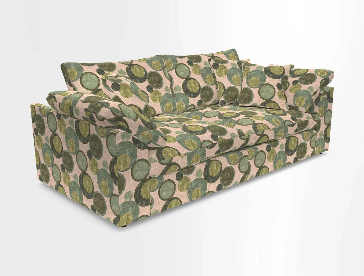 Big Softie Sloped Arm 3 Seater Sofa in Two Tone Plain Biscuit