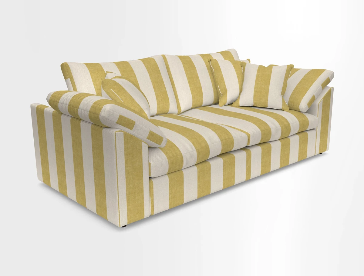 Big Softie Sloped Arm 3 Seater Sofa in Two Tone Plain Biscuit