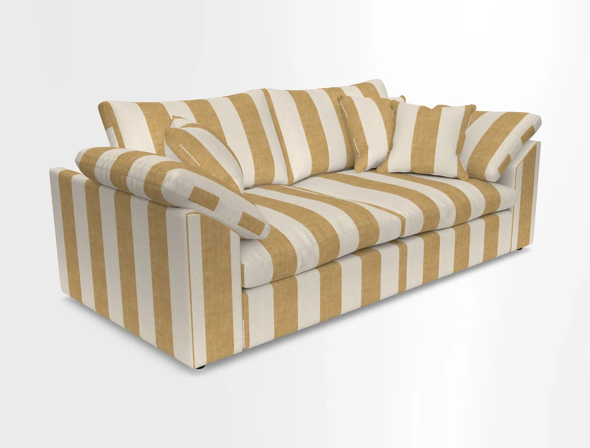 Big Softie Sloped Arm 3 Seater Sofa in Two Tone Plain Biscuit
