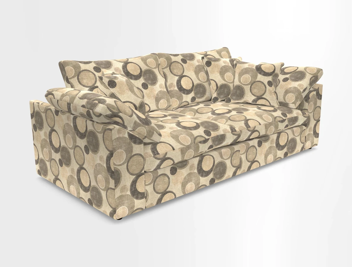 Big Softie Sloped Arm 3 Seater Sofa in Two Tone Plain Biscuit