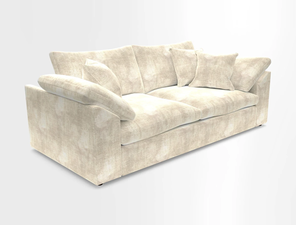 Big Softie Sloped Arm 3 Seater Sofa in Two Tone Plain Biscuit
