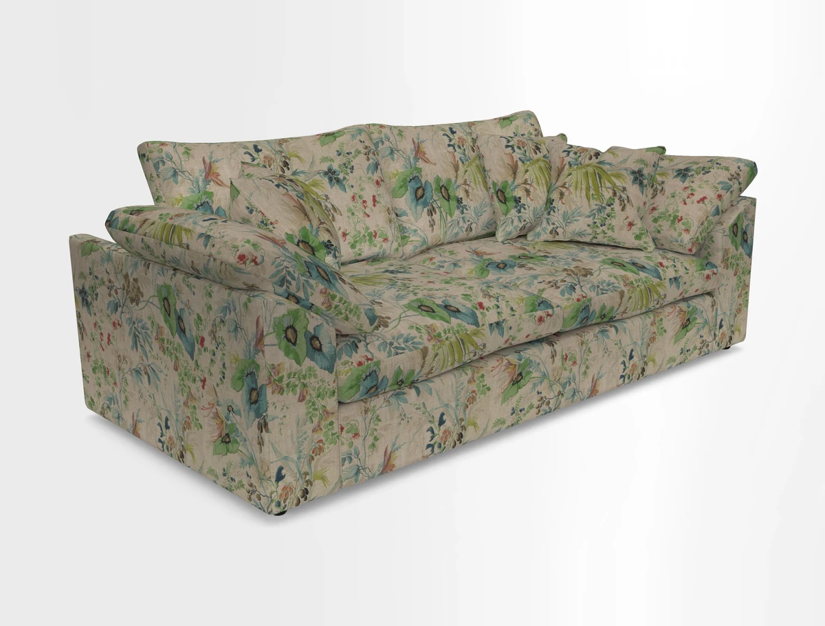 Big Softie Sloped Arm 3 Seater Sofa in Two Tone Plain Biscuit
