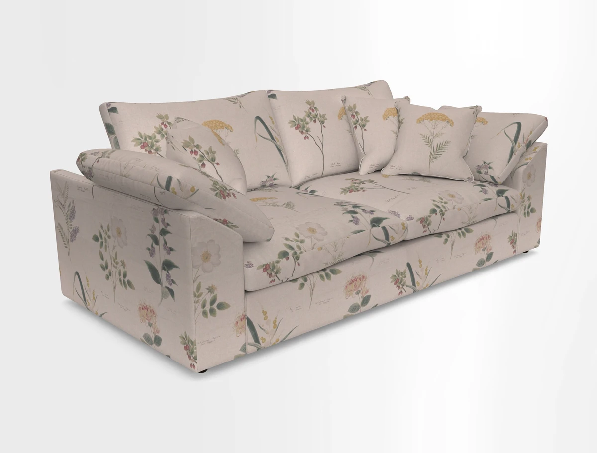 Big Softie Sloped Arm 3 Seater Sofa in Two Tone Plain Biscuit