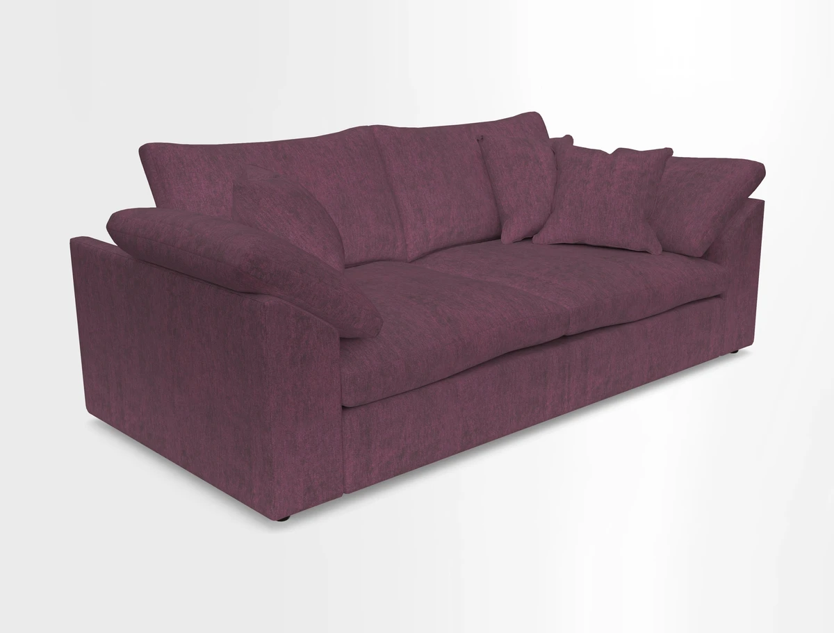 Big Softie Sloped Arm 3 Seater Sofa in Two Tone Plain Biscuit