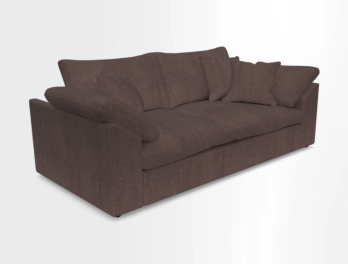 Big Softie Sloped Arm 3 Seater Sofa in Two Tone Plain Biscuit