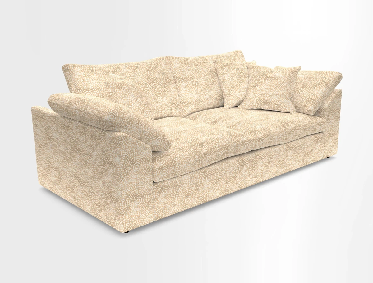 Big Softie Sloped Arm 3 Seater Sofa in Two Tone Plain Biscuit