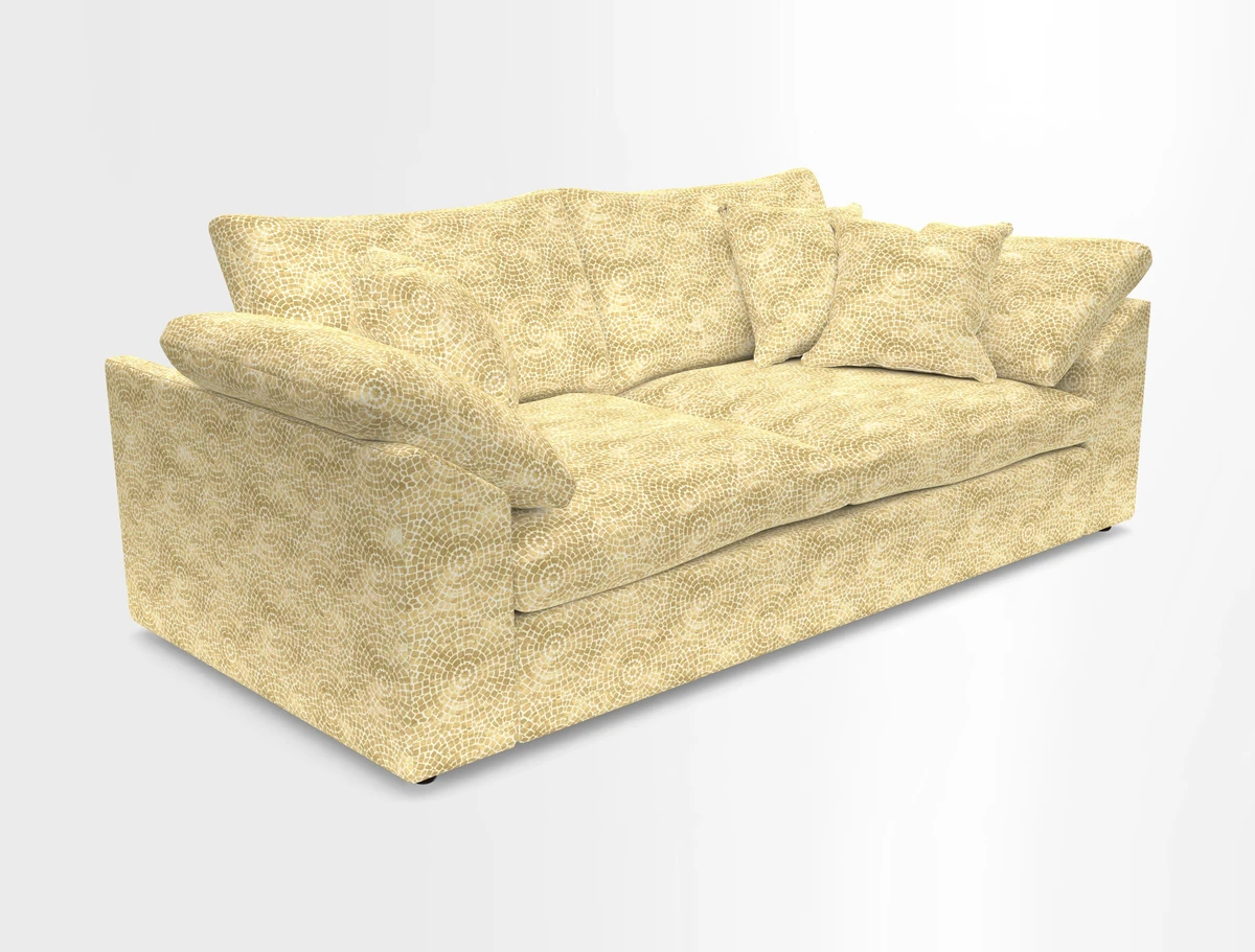 Big Softie Sloped Arm 3 Seater Sofa in Two Tone Plain Biscuit