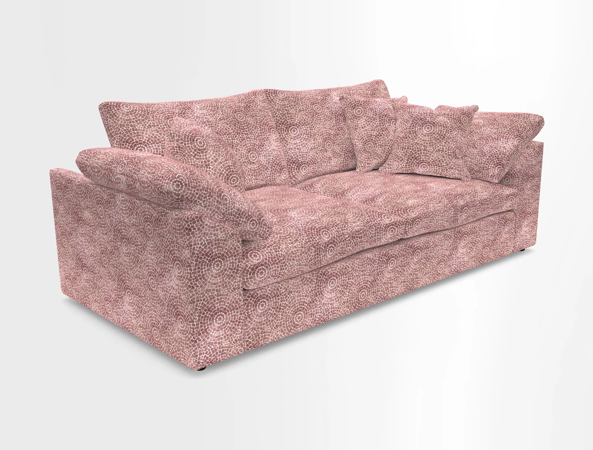 Big Softie Sloped Arm 3 Seater Sofa in Two Tone Plain Biscuit