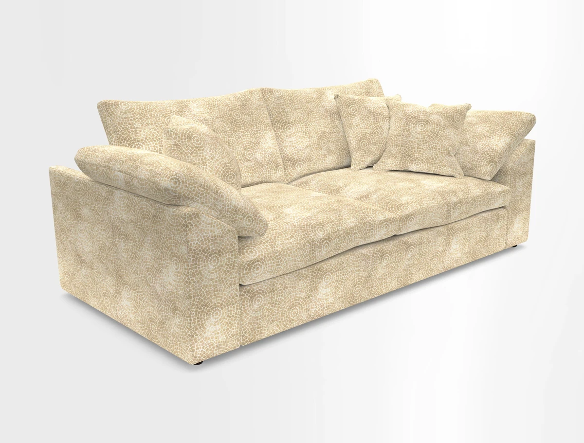 Big Softie Sloped Arm 3 Seater Sofa in Two Tone Plain Biscuit