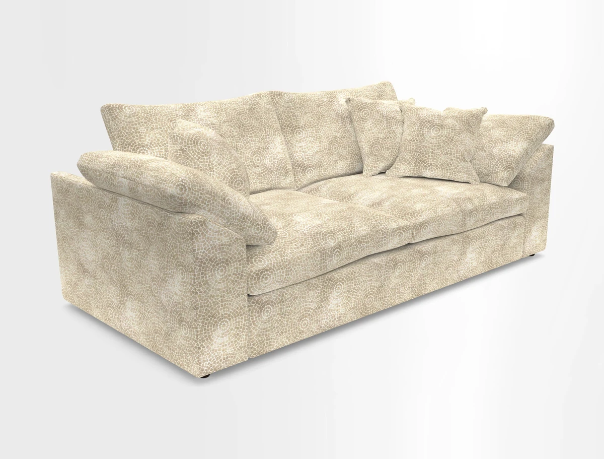 Big Softie Sloped Arm 3 Seater Sofa in Two Tone Plain Biscuit