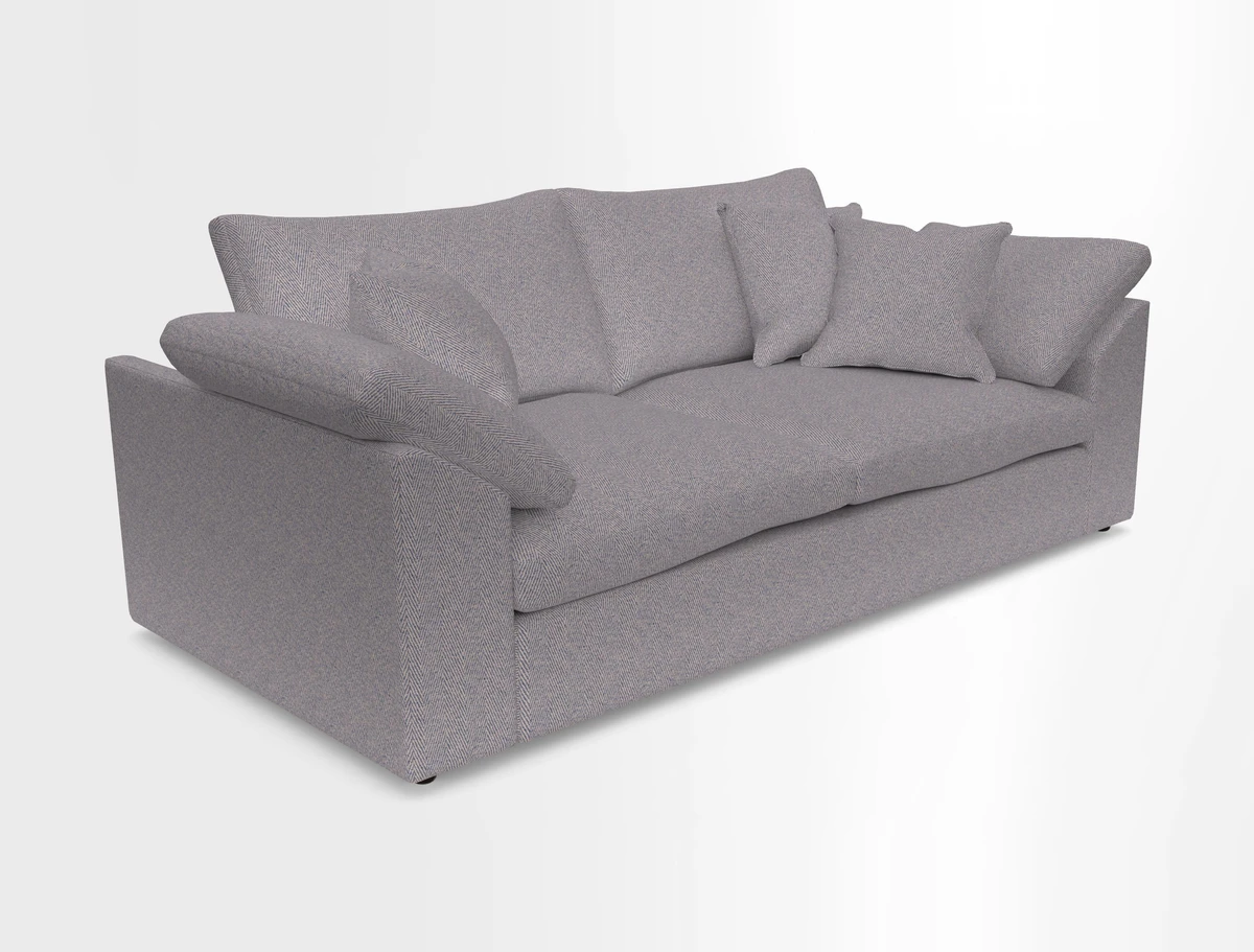 Big Softie Sloped Arm 3 Seater Sofa in Two Tone Plain Biscuit