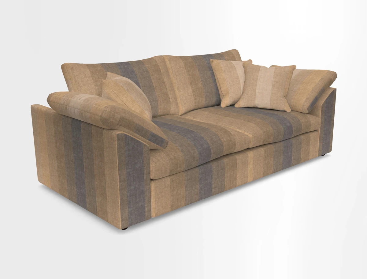 Big Softie Sloped Arm 3 Seater Sofa in Two Tone Plain Biscuit